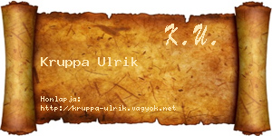 Kruppa Ulrik névjegykártya